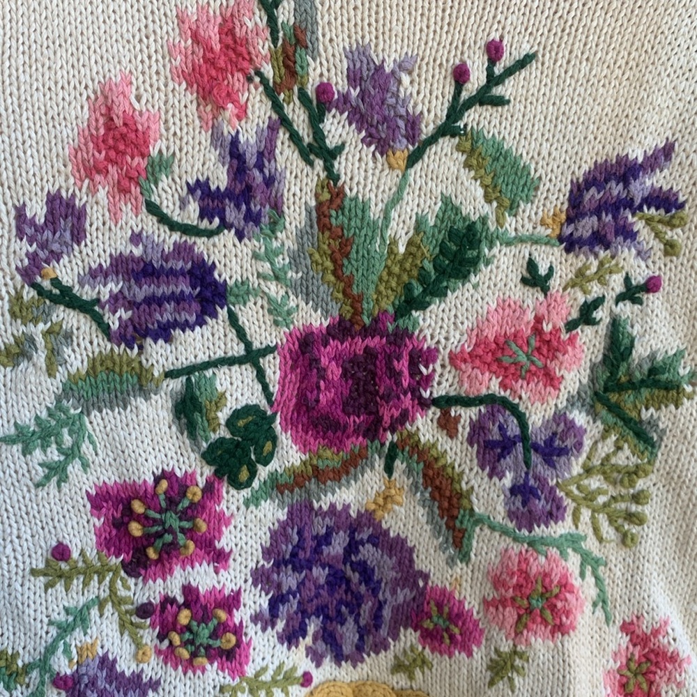 Vintage Jennifer reed handknit floral cottagecore coastal grandma sweater small - Picture 10 of 10